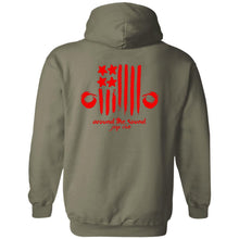 ASJC 2-sided print with Freedom flag on back G185 Gildan Pullover Hoodie 8 oz.