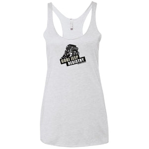 Gobi Jeep Registry Logo NL6733 Next Level Ladies' Triblend Racerback Tank