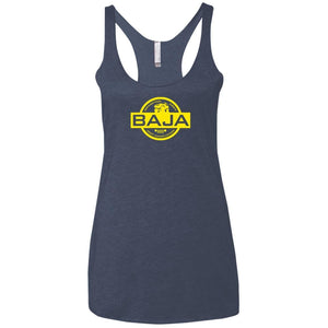 BAJA yellow logo NL6733 Next Level Ladies' Triblend Racerback Tank
