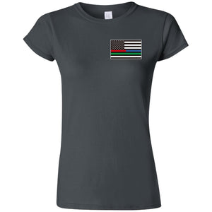 Unity Flag front, Jeeps Against Veteran Suicide back G640L Gildan Softstyle Ladies' T-Shirt