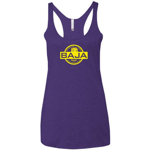 BAJA yellow logo NL6733 Next Level Ladies' Triblend Racerback Tank
