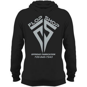 Flop Shop gray logo 2-sided print PC78H Port & Co. Core Fleece Pullover Hoodie