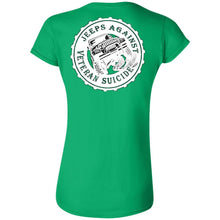 Unity Flag front, Jeeps Against Veteran Suicide back G640L Gildan Softstyle Ladies' T-Shirt
