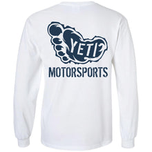 Yeti Motorsports blue logo 2-sided print G240 Gildan LS Ultra Cotton T-Shirt
