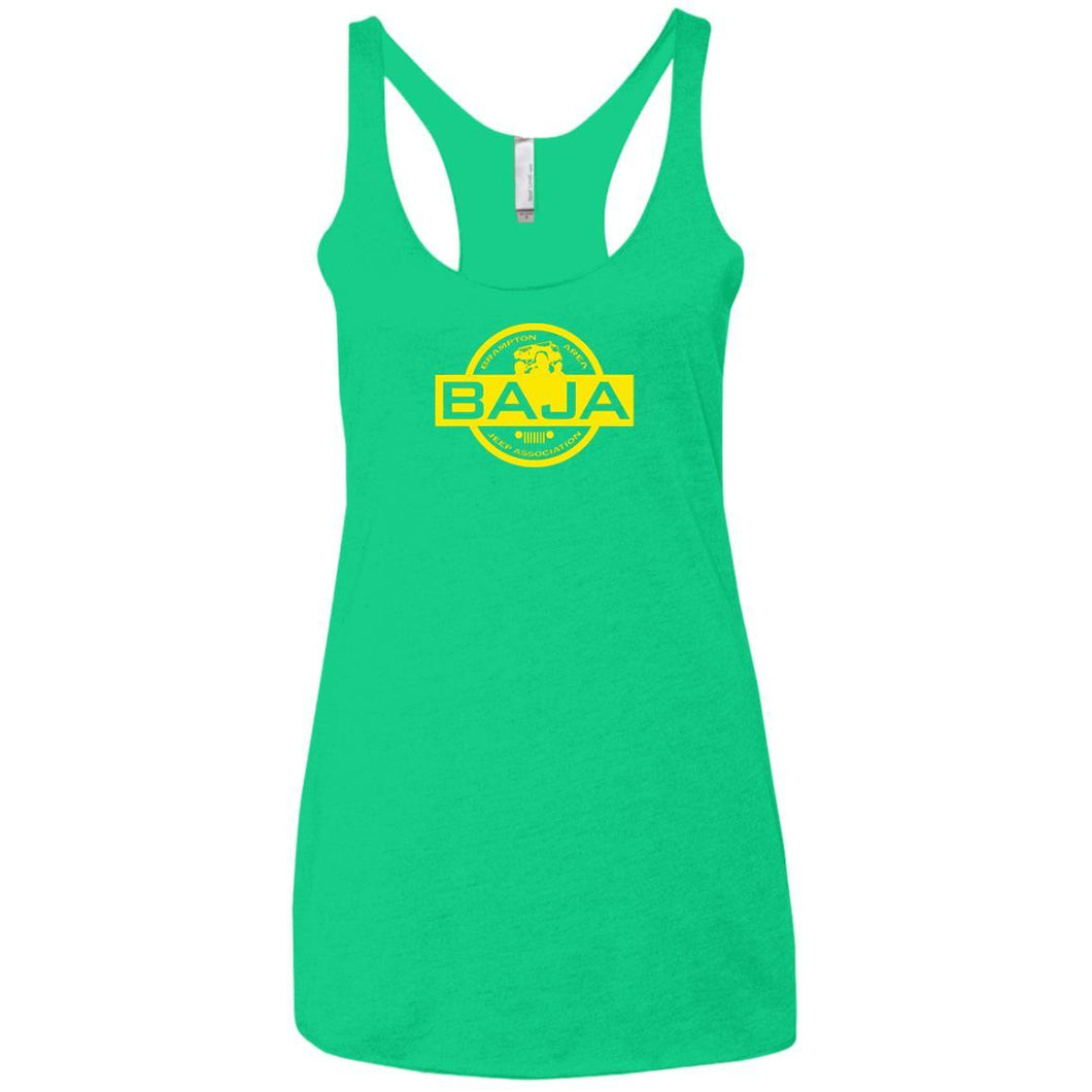 BAJA yellow logo NL6733 Next Level Ladies' Triblend Racerback Tank