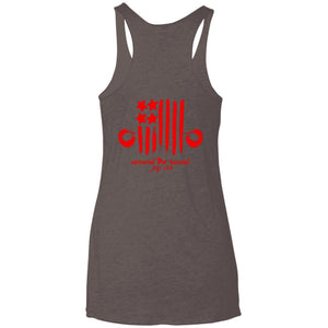 ASJC 2-sided print with Freedom flag on back NL6733 Next Level Ladies' Triblend Racerback Tank