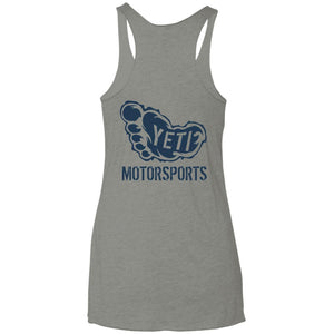 Yeti Motorsports blue logo 2-sided print NL6733 Next Level Ladies' Triblend Racerback Tank