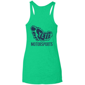 Yeti Motorsports blue logo 2-sided print NL6733 Next Level Ladies' Triblend Racerback Tank