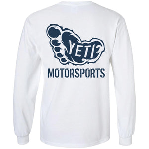 Yeti Motorsports blue logo 2-sided print G240B Gildan Youth LS T-Shirt