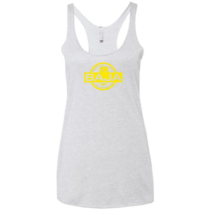 BAJA yellow logo NL6733 Next Level Ladies' Triblend Racerback Tank