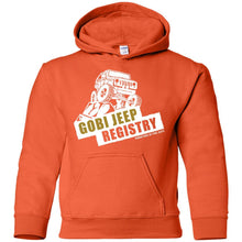 Gobi Jeep Registry white logo G185B Gildan Youth Pullover Hoodie
