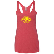 BAJA yellow logo NL6733 Next Level Ladies' Triblend Racerback Tank