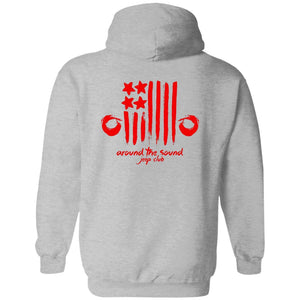 ASJC 2-sided print with Freedom flag on back G185 Gildan Pullover Hoodie 8 oz.