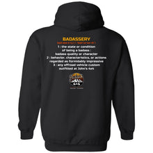 John's 4x4 BADASSERY 2-sided print G185 Gildan Pullover Hoodie 8 oz.