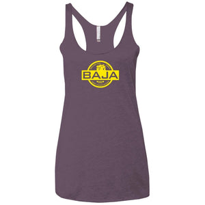 BAJA yellow logo NL6733 Next Level Ladies' Triblend Racerback Tank