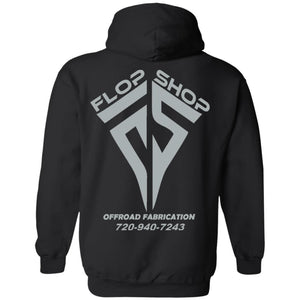 Flop Shop gray logo 2-sided print G185 Gildan Pullover Hoodie 8 oz.