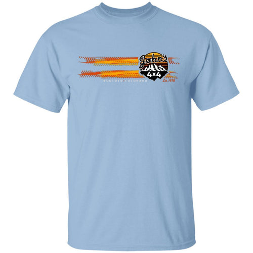 John's 4x4 tread print logo 2-sided print G500 5.3 oz. T-Shirt