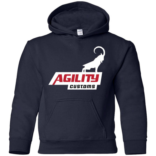 Agility Customs white logo G185B Gildan Youth Pullover Hoodie