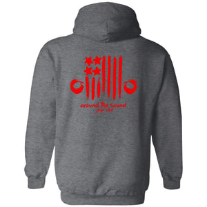 ASJC 2-sided print with Freedom flag on back G185 Gildan Pullover Hoodie 8 oz.