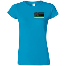 Unity Flag front & Jeeps Against Veteran Suicide back G640L Gildan Softstyle Ladies' T-Shirt
