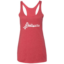 Jeep Alberta white logo NL6733 Next Level Ladies' Triblend Racerback Tank
