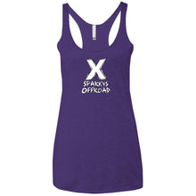 Sparky's Offroad white logo NL6733 Next Level Ladies' Triblend Racerback Tank