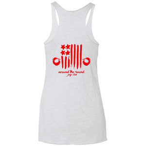 ASJC 2-sided print with Freedom flag on back NL6733 Next Level Ladies' Triblend Racerback Tank