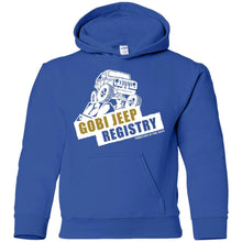 Gobi Jeep Registry white logo G185B Gildan Youth Pullover Hoodie