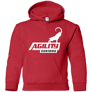 Agility Customs white logo G185B Gildan Youth Pullover Hoodie