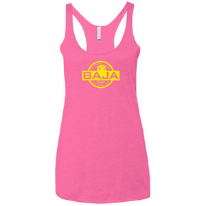 BAJA yellow logo NL6733 Next Level Ladies' Triblend Racerback Tank