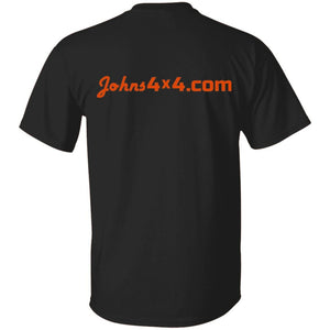 John's 4x4 tread print logo 2-sided print G500 5.3 oz. T-Shirt