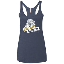 Gobi Jeep Registry white logo NL6733 Next Level Ladies' Triblend Racerback Tank