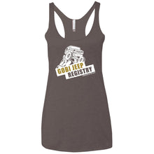 Gobi Jeep Registry white logo NL6733 Next Level Ladies' Triblend Racerback Tank