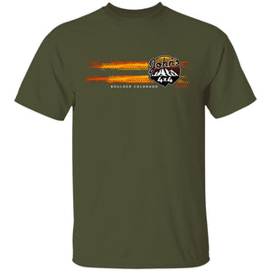 John's 4x4 tread print logo 2-sided print G500 5.3 oz. T-Shirt