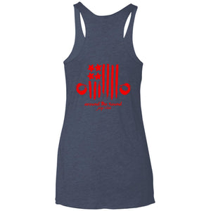 ASJC 2-sided print with Freedom flag on back NL6733 Next Level Ladies' Triblend Racerback Tank