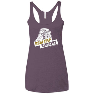 Gobi Jeep Registry white logo NL6733 Next Level Ladies' Triblend Racerback Tank