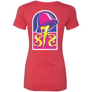 S7S white logo Taco 2-sided print NL6710 Ladies' Triblend T-Shirt