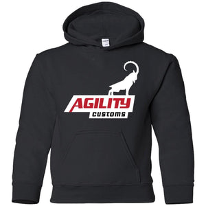 Agility Customs white logo G185B Gildan Youth Pullover Hoodie