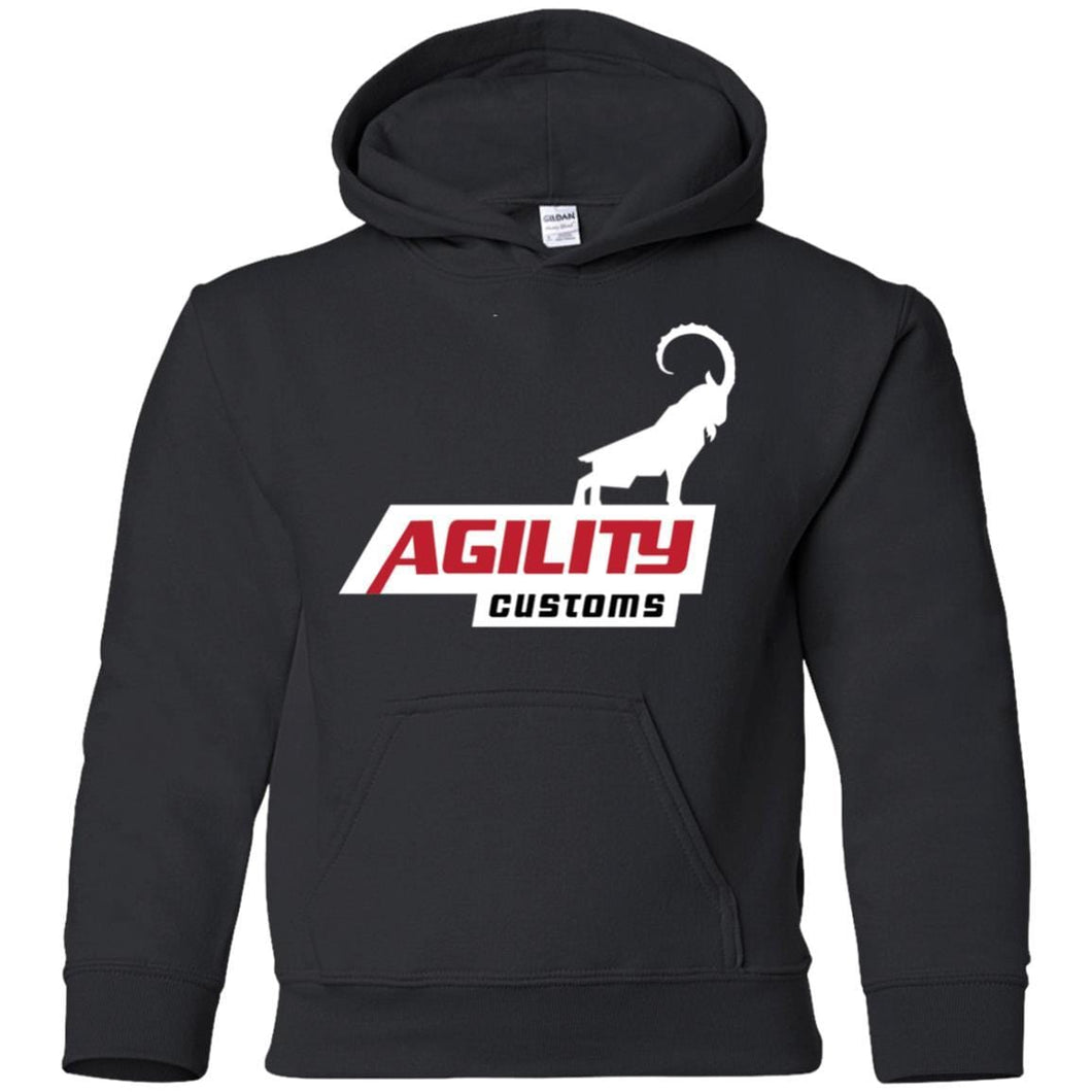 Agility Customs white logo G185B Gildan Youth Pullover Hoodie