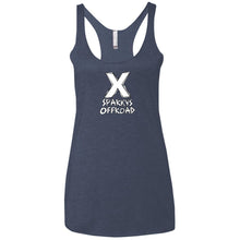 Sparky's Offroad white logo NL6733 Next Level Ladies' Triblend Racerback Tank