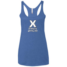 Sparky's Offroad white logo NL6733 Next Level Ladies' Triblend Racerback Tank