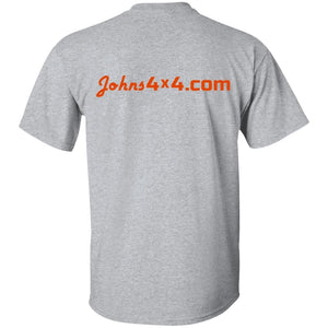 John's 4x4 tread print logo 2-sided print G500 5.3 oz. T-Shirt