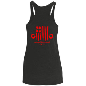 ASJC 2-sided print with Freedom flag on back NL6733 Next Level Ladies' Triblend Racerback Tank